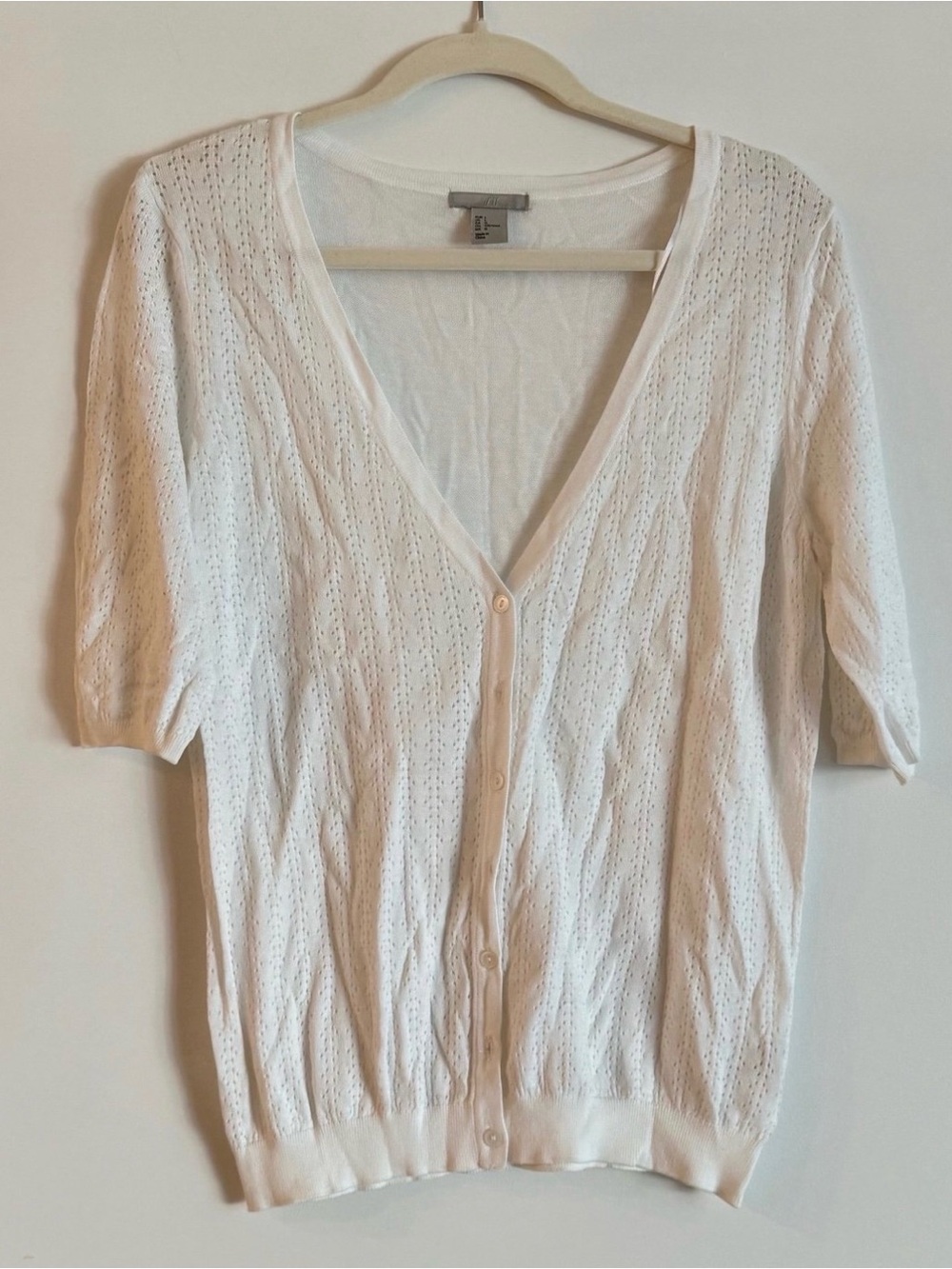 White Knit Button-Up Cardigan